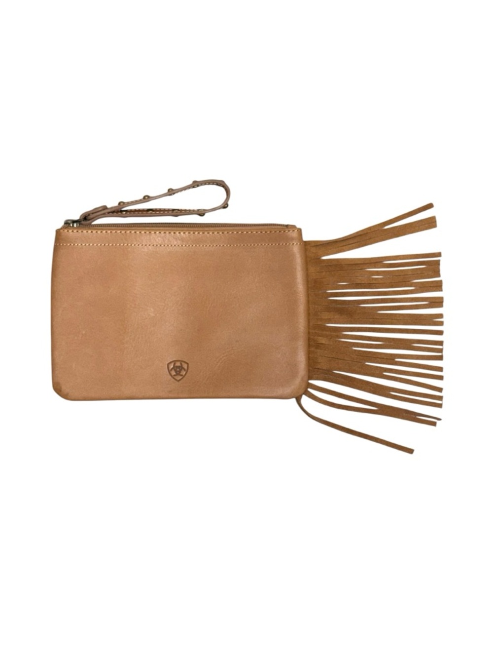 Ariat Tan Leather Fringe Wristlet Western Boho Studded Clutch Bag - Picture 2 of 7